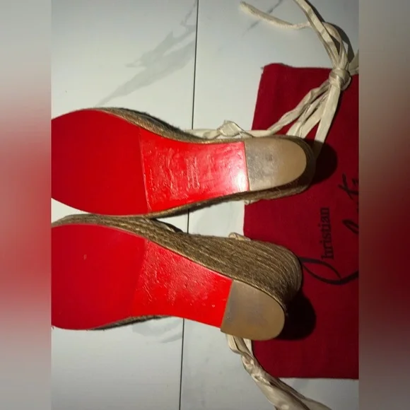 ๐ Christian Louboutin Satin Espadrille Wedge Sandals โ Size 40 (US 9.5/10) - Picture 4 of 9
